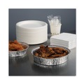 Food Containers & Lids | Boardwalk BWKROUND9 48 oz. 9 in. Diameter x 1.66 in. Round Aluminum To-Go Containers - Silver (500/Carton) image number 4