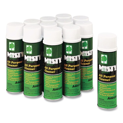 All Purpose Cleaners & Degreasers | Misty 1001583 19 oz. Aerosol Spray Green All-Purpose Cleaner- Citrus Scent (12/Carton) image number 0