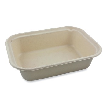 JANITORIAL | World Centric TR-SC-60-LFP 60 oz 7.5 in. x 9.8 in. x 2.7 in. Paper Fiber Containers - Natural (400/Carton)