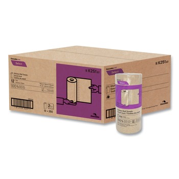 Cascades PRO K251 11 in. x 166.6 ft. 2-Ply Select Kitchen Roll Towels - Natural (12/Carton)