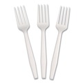 Perforated Roll & Hand Towels | AmerCareRoyal L1801W Plastic Fork Heavyweight CPLA Cutlery - White (1000/Carton) image number 2