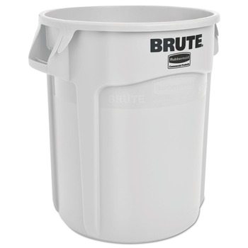 INDOOR WASTE RECEPTACLES | Rubbermaid Commercial FG262000WHT 20 gal. Plastic Vented Round Brute Container - White