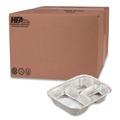 Food Containers & Lids | Handi-Foil 2045-35-250W 8.5 in. x 6.38 in. x 1.47 in. 24 oz. 3-Compartment Aluminum Oblong Container with Lid - Silver (250/Carton) image number 0