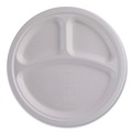 Plates | Eco-Products EP-P007NFA Vanguard 10 in. diameter 3-Compartment Renewable and Compostable Sugarcane Plates - White (500/Carton) image number 0