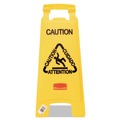 Signs | Rubbermaid Commercial FG611200YEL 11 in. x 12 in. x 25 in. Multilingual "Caution" Floor Sign - Bright Yellow image number 0