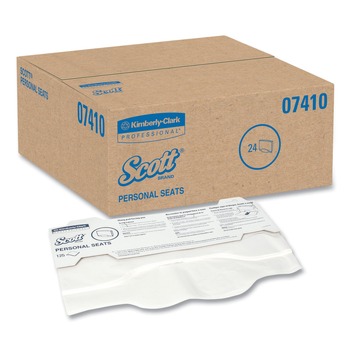 Scott 07410 Personal Seats 15 in. x 18 in. Sanitary Toilet Seat Covers - White (125/Pack)