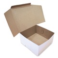 Bakery Boxes & Containers | SCT 1576 10 in. x 10 in. x 5 in. Standard Paper One-Piece Non-Window Bakery Boxes - White/Brown (100/Bundle) image number 1