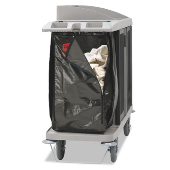 JANITORIAL CART ACCESSORIES | Rubbermaid Commercial 1966885 17 in. x 33 in. 25-Gallon Zippered Vinyl Cleaning Cart Bag - Brown