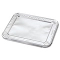 Steam Table Parts | Handi-Foil 204930 12.27 in. x 10.44 in. 30 Gauge Steam Pan Foil Lids Fits Half-Size Pan (100/Carton) image number 1