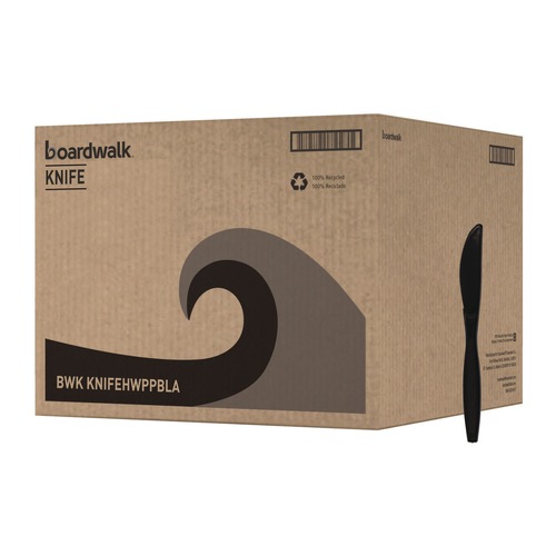 Disposable Knives | Boardwalk BWKKNIFEHWPPBLA Heavyweight Polypropylene Cutlery Knife - Black (1000/Carton) image number 0