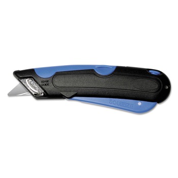 KNIVES AND MULTI PURPOSE TOOLS | Cosco 091524 Easycut 6 in. Plastic Handle Self-Retracting Cutter with Safety-Tip Blade Holster and Lanyard - Black/Blue