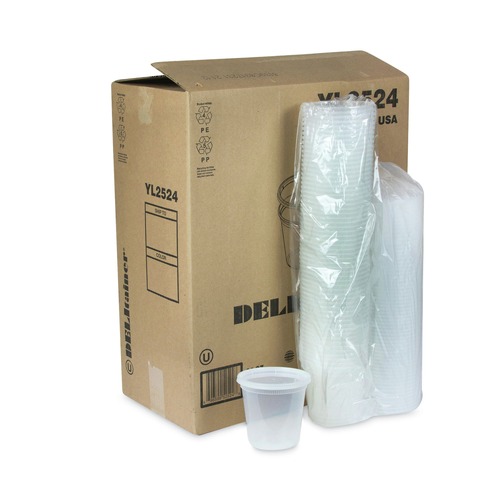 Food Containers & Lids | Pactiv Corp. YL2524 Newspring DELItainer 4.55 x 4.55 x 4.35 24 oz Plastic Microwavable Container - Clear (240/Carton) image number 0