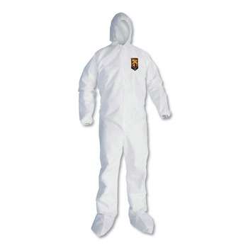 Ansell KCC 49124 A20 Elastic-Back and Ankle, Hood and Boot Coveralls - Extra Large, White (24/Carton)