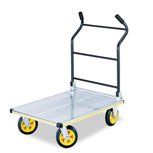 Carts & Trucks | Safco 4053NC STOW AWAY 1000 lbs. Capacity 24 in. x 39 in. x 40 in. Platform Truck - Aluminum/Black image number 0