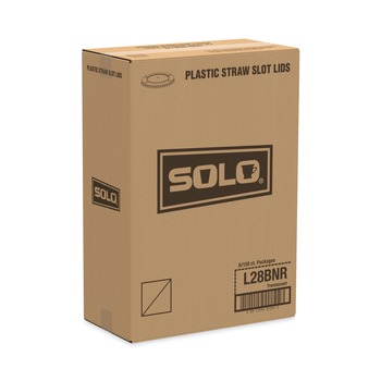 SOLO L28BNR Polystyrene Plastic Flat Straw-Slot Cold Cup Lids Fits 28 oz Cups - Translucent (960/Carton)