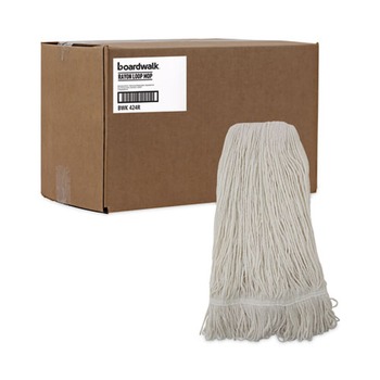 MOP HEADS | Boardwalk BWK424RCT 24 oz. Rayon Pro Loop Web/Tailband Wet Mop Head - White (12/Carton)