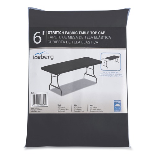 Table Covers & Skirts | Iceberg 16621 iGear 30 in. x 72 in. Polyester Fabric Table Top Cap Cover - Black image number 0