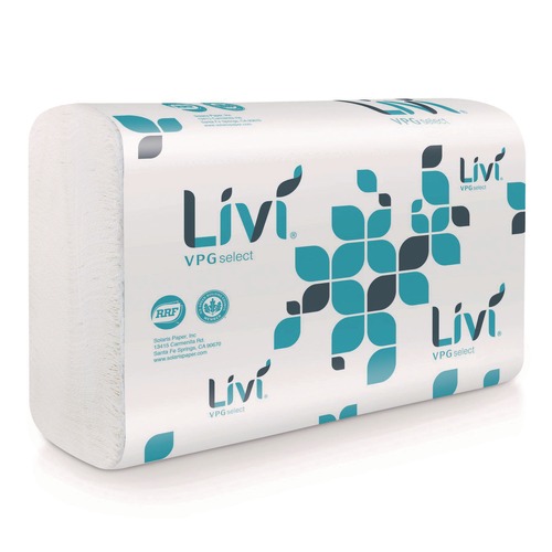Perforated Roll & Hand Towels | Livi VPG Select 43514 9.45 in. x 9.06 in. 1-Ply Multifold Towel - White (16/Carton) image number 0