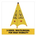 Signs | Rubbermaid Commercial FG9S0000YEL 3-Sided Fabric 21 in. x 21 in. x 20 in. Multilingual "Caution" Pop-Up Safety Cone - Yellow image number 3