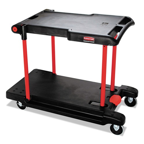 Carts | Rubbermaid Commercial FG430000BLA 23.88 in. x 45.13 in. x 34.38 in. 400 lbs. Capacity 2 Shelves Plastic Convertible Utility Cart - Black image number 0