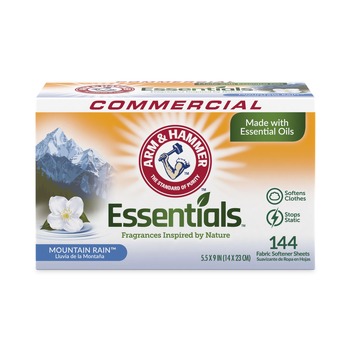 Arm & Hammer 33200-00102 Essentials Dryer Sheets - Mountain Rain (144 Sheets/Box, 6 Boxes/Carton)