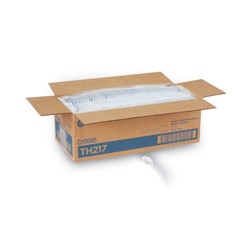 Disposable Spoons | Dixie TH217 Heavyweight Plastic Cutlery Teaspoons - White (1000/Carton) image number 0