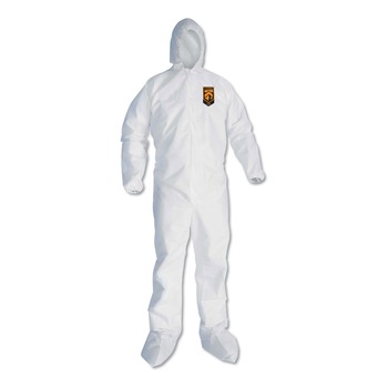 Ansell 46124 A30 Elastic Back and Cuff Hooded/Boots Coveralls - XL/White (25/Carton)