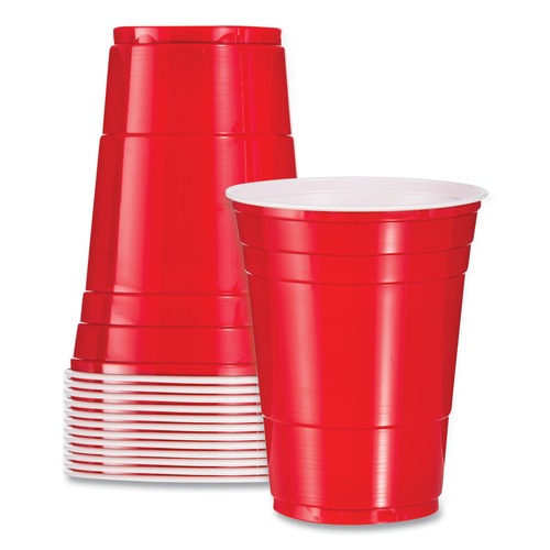 Cups | Dart P16R 16 oz. Plastic Cold Drink Party Cups - Red (50/Pack) image number 0