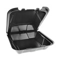 Food Containers & Lids | Pactiv Corp. YTDB99010000 9 in. x 9 in. x 3.25 in. Dual Tab Lock Vented Foam Hinged Lid Container - Black (150/Carton) image number 2