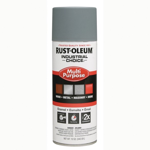 Paint & Paint Supplies | Rust-Oleum 1680830V 12 oz. Aerosol Can Industrial Choice 1600 System Multi-Purpose Enamel Spray Paint - Flat Gray (6/Carton) image number 0