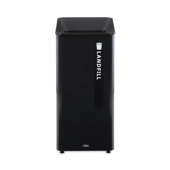 Rubbermaid Commercial 2078988 Sustain 23 gal Metal/Plastic Decorative Refuse with Recycling Lid - Black