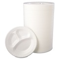 Plates | Dart 10CPWQR 10.25 in. Diameter 3 Compartment Quiet Class Laminated Foam Dinnerware Plates - White (500/Carton) image number 2