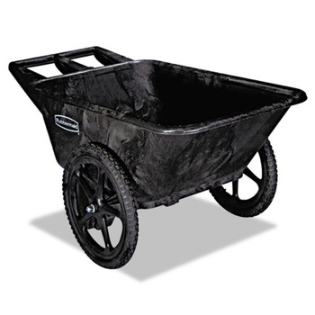 Rubbermaid Commercial FG564200BLA 32.75 in. x 58 in. x 28.25 in. 300 lbs. Capacity Big Wheel Agriculture Wheelbarrow - Black