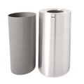 Indoor Waste Receptacles | Rubbermaid Commercial FGAOT35SAPL 35-Gallon Open Top Round Indoor Receptacle with Liner - Satin Aluminum image number 1