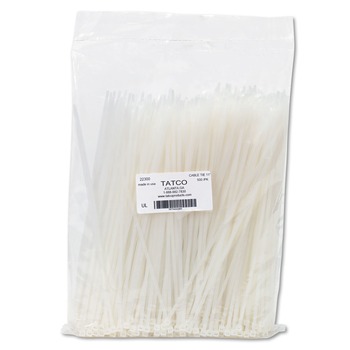 OFFICE CABLE MANAGEMENT | Tatco 22300 50 lbs. 11 in. x 0.19 in. Nylon Cable Ties - Natural (500/Pack)