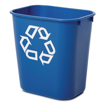 Rubbermaid Commercial FG295573BLUE 13.63-Quart Rectangular Deskside Recycling Container - Small, Blue