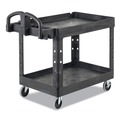 Carts | Rubbermaid Commercial FG454600BLA 26 in. x 55 in. x 33.25 in. 750 lbs. Capacity 2 Lipped Shelves Heavy-Duty Plastic Utility Cart - Black image number 2