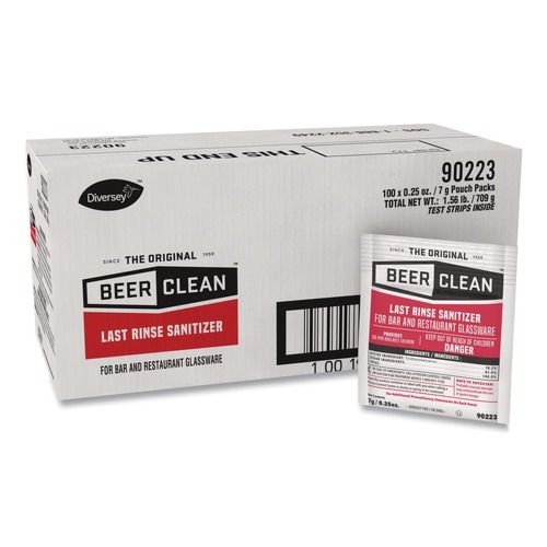 Glassware Cleaners | Diversey Care 90223 Beer Clean 0.25 oz. Packet Powder Last Rinse Glass Sanitizer (100/Carton) image number 0
