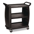 Carts | Boardwalk CC203603 18 in. x 36.25 in. x 38 in. 300 lb Capacity Plastic Bussing Cart with 3 Shelves - Black image number 0