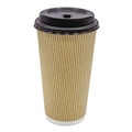 Cups | Karat C-KRC520 20 oz Ripple Hot Cups - Kraft/White (500/Carton) image number 1