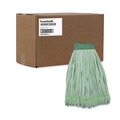 Mop Heads | Boardwalk BWKMWTLGCT Microfiber Looped-End Wet Mop Head - Large, Green (12/Carton) image number 2