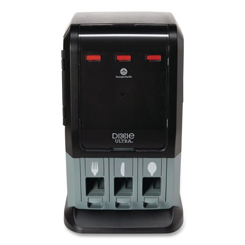Cutlery Dispensers | Dixie DUSSTDSP3MINI 13.15 x 31.03 x 17.5 Tri-Tower Mini Dispenser - Black/Gray image number 0