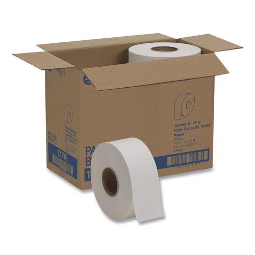 Toilet Tissues | Georgia Pacific Professional 13718 2000 ft. 1 Ply Jumbo Jr. Bath Tissue Rolls - White (8/Carton) image number 0