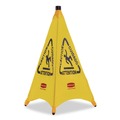 Signs | Rubbermaid Commercial FG9S0100YEL 3-Sided Fabric 21 in. x 21 in. x 30 in. Multilingual Pop-Up Wer Floor Safety Cone - Yellow image number 0