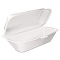 Food Containers & Lids | Dart 99HT1R 5.3 in. x 9.8 in. x 3.3 in. Foam Hinged Lid Hoagie Container with Removable Lid - White (500/Carton) image number 1