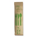 Cutlery Kits | World Centric AS-BB-TN 6.7 in. Knife/Fork/Spoon/Napkin Bamboo Cutlery - Natural (250/Carton) image number 1