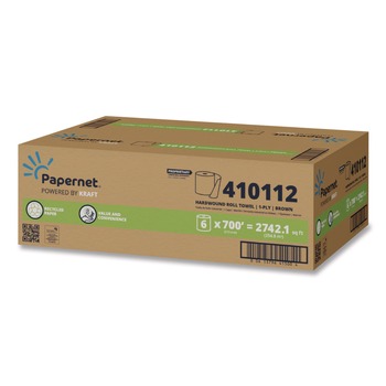 Papernet 410112 7.9 in. x 700 ft. 1-Ply HyTech Seas Hardwound Kraft Roll Towel - Brown (6/Carton)