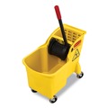 Buckets & Wringers | Rubbermaid Commercial FG738000YEL Tandem 31 Quart Reverse Mop Bucket/Wringer Combo - Yellow image number 1