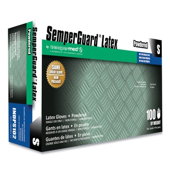 FOOD SERVICE DISPOSABLE AND SINGLE USE GLOVES | SemperGuard INDPS102 Latex Powdered Gloves - Small Cream (100/Box)