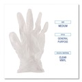 Food Service Disposable & Single Use Gloves | Boardwalk BWK365MBX 2.6 mil General Purpose Powder/Latex-Free Vinyl Gloves - Medium, Clear (100/Box) image number 6